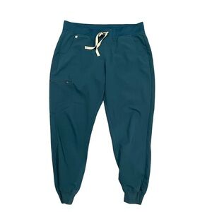 Figs Women's Nursing Scrub Pants Zamora Jogger Teal, Size Large EUC